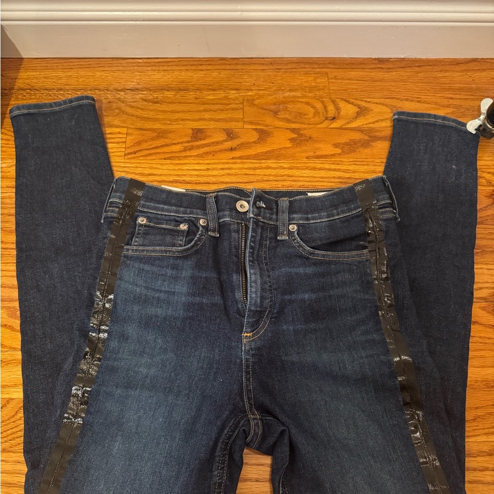 Rag and Bone Women's Blue Jeans with Black stripes 27